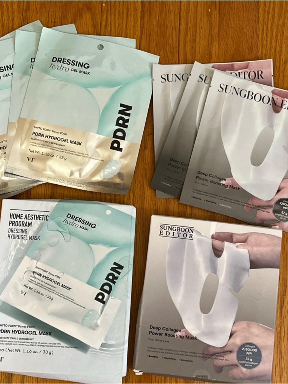 Skin care facial mask PDRN hydrogel masks and Sungboon editor deep collagen mask